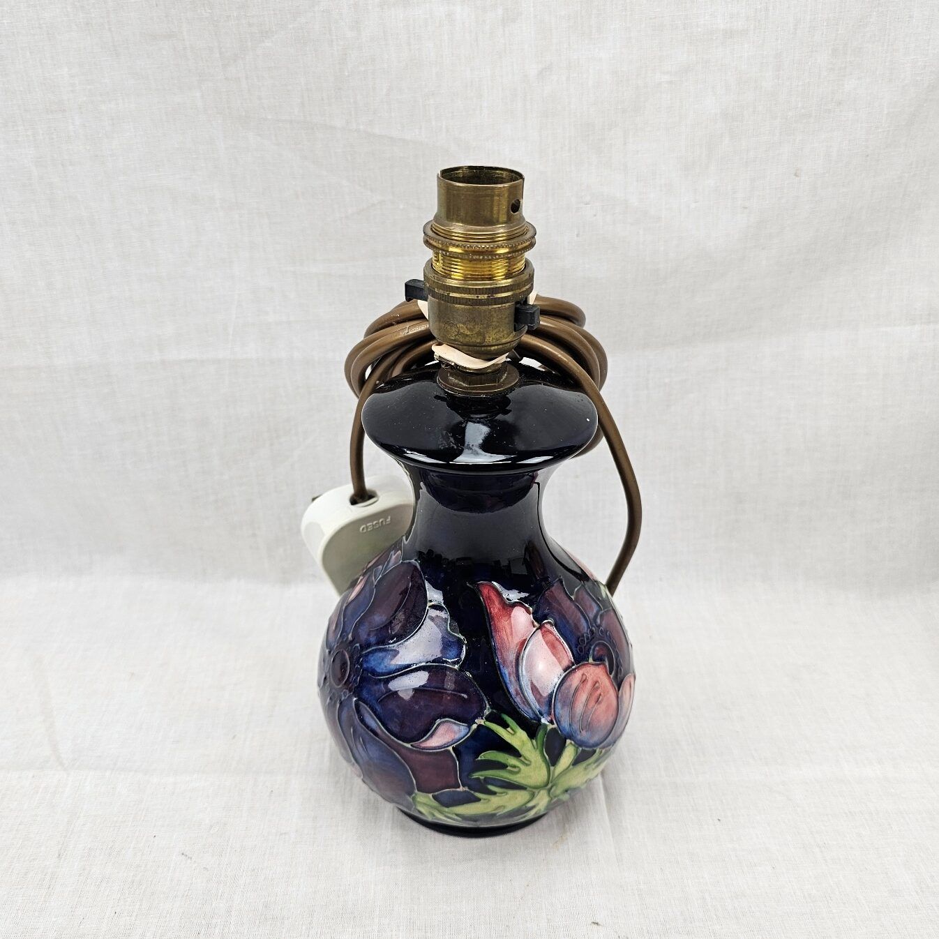 Moorcroft Pottery Lamp Base In The Anemone Pattern