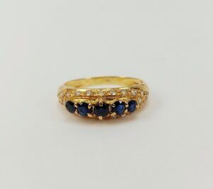 18ct Gold Sapphire & Diamond Ring UK Size T, US 9 ¾