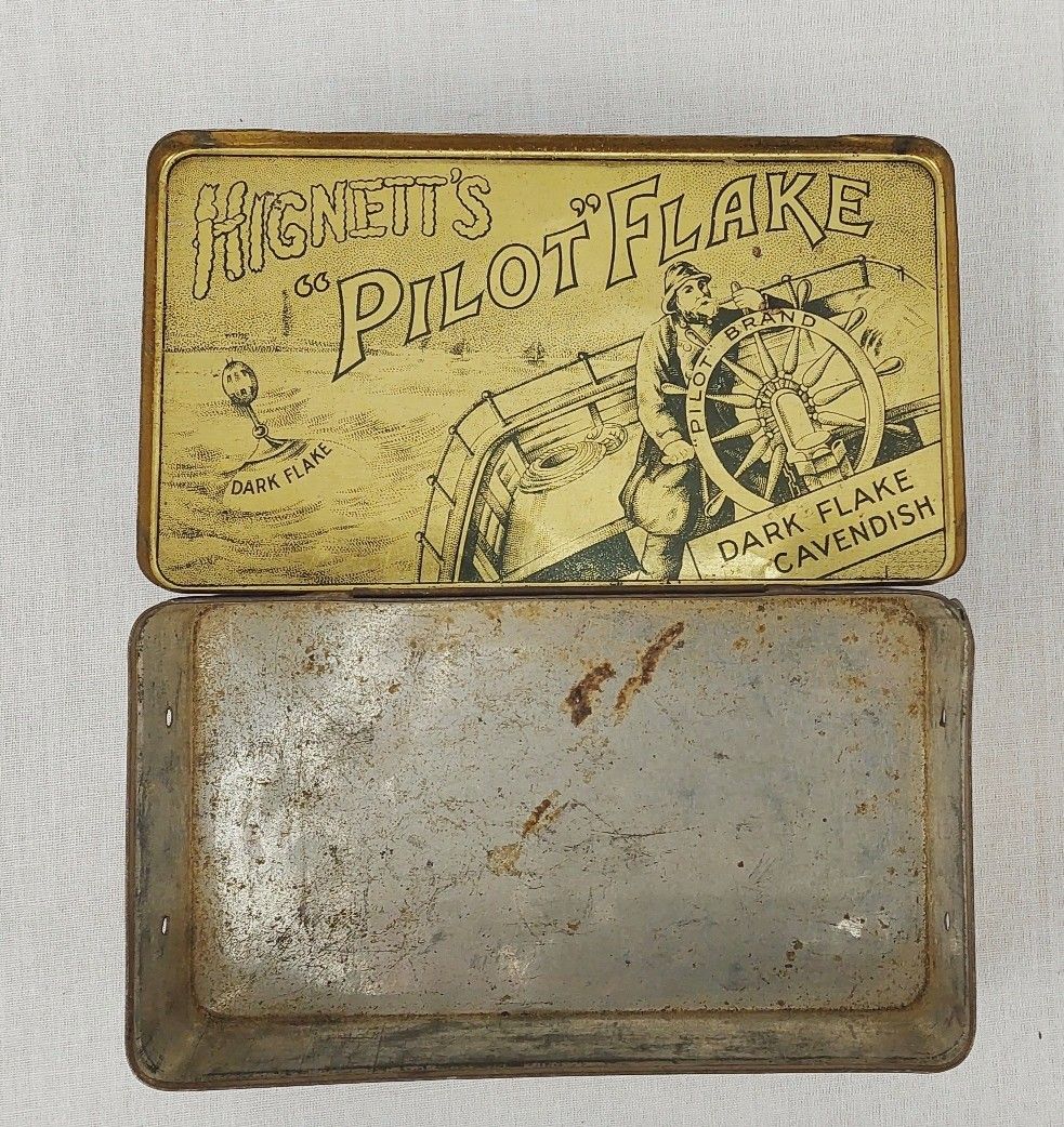 Rare c1910 Hignetts Pilot Flake Tobacco Tin - Image 4