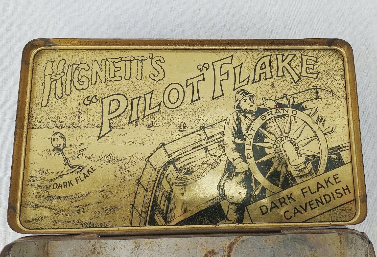 Rare c1910 Hignetts Pilot Flake Tobacco Tin - Image 6