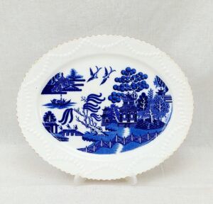 c1860 Charles Ford Blue, White And Gilt Porcelain Oval Plate