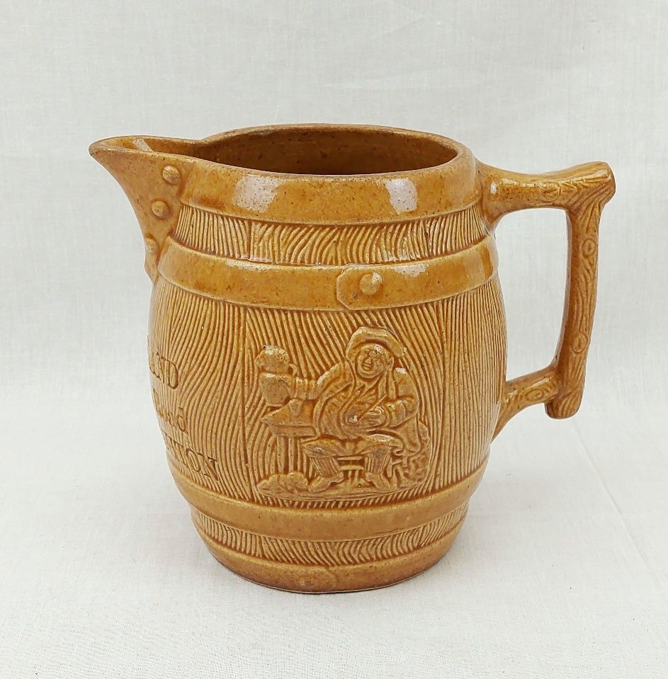 c1870 English Stoneware Honey Glaze Barrel Shop Display Jug New Brighton - Image 2