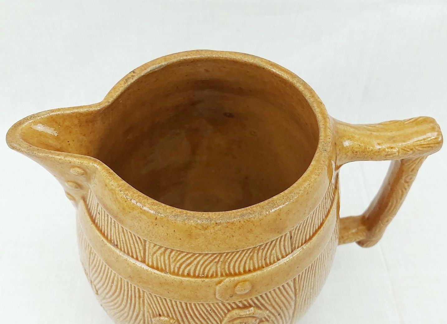c1870 English Stoneware Honey Glaze Barrel Shop Display Jug New Brighton - Image 7