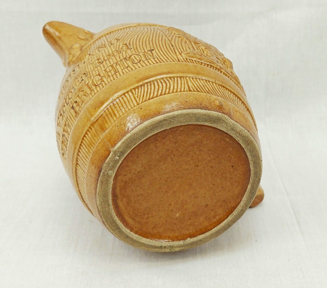 c1870 English Stoneware Honey Glaze Barrel Shop Display Jug New Brighton - Image 6
