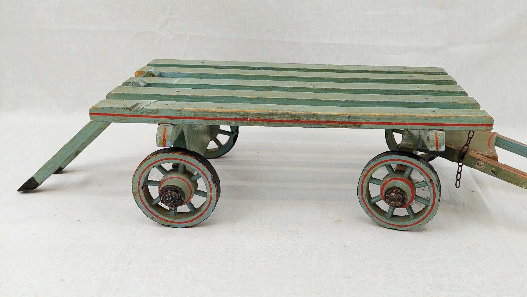 19th Century Carved And Painted Wooden Push Along Toy Horse And Cart - Image 10