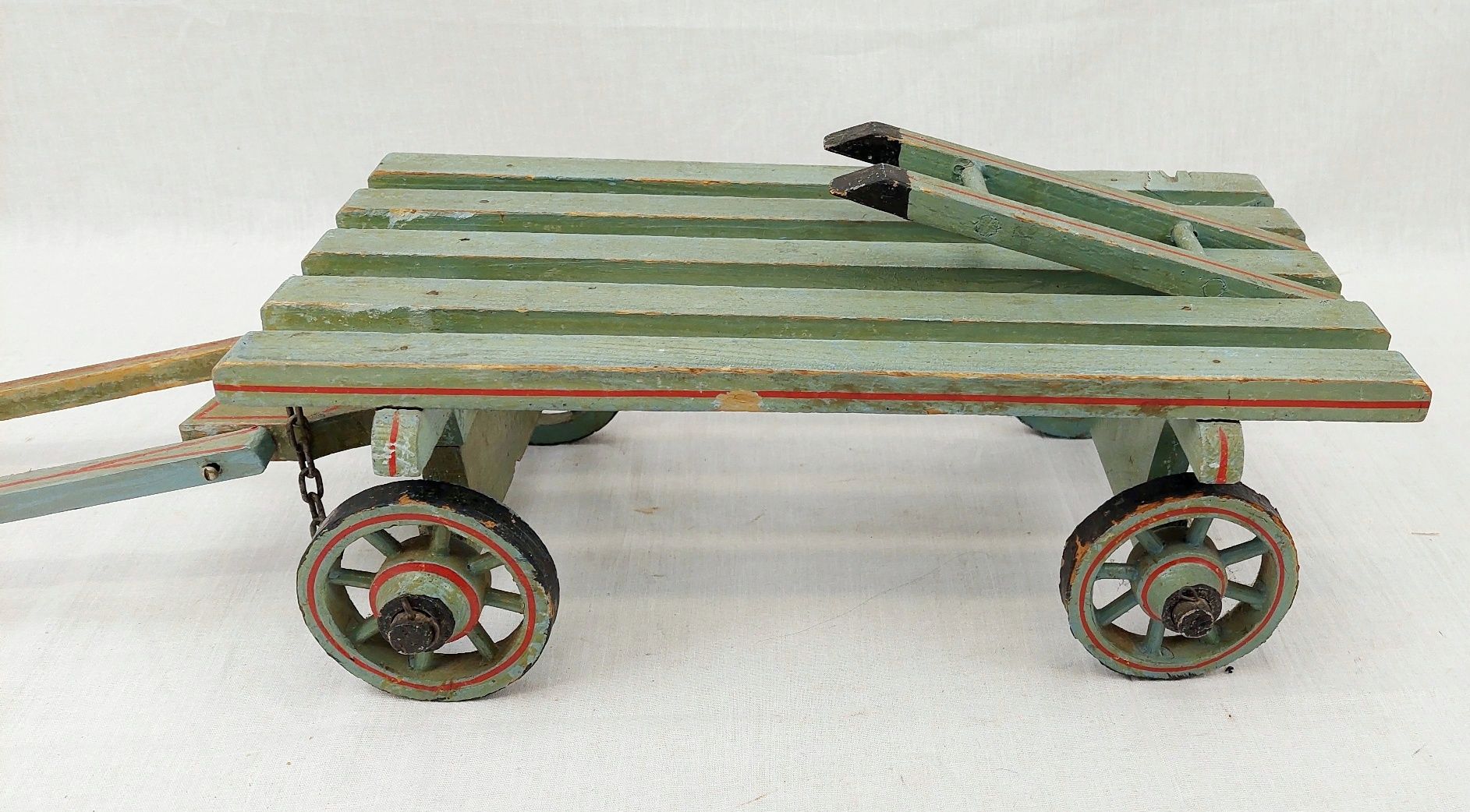19th Century Carved And Painted Wooden Push Along Toy Horse And Cart - Image 9