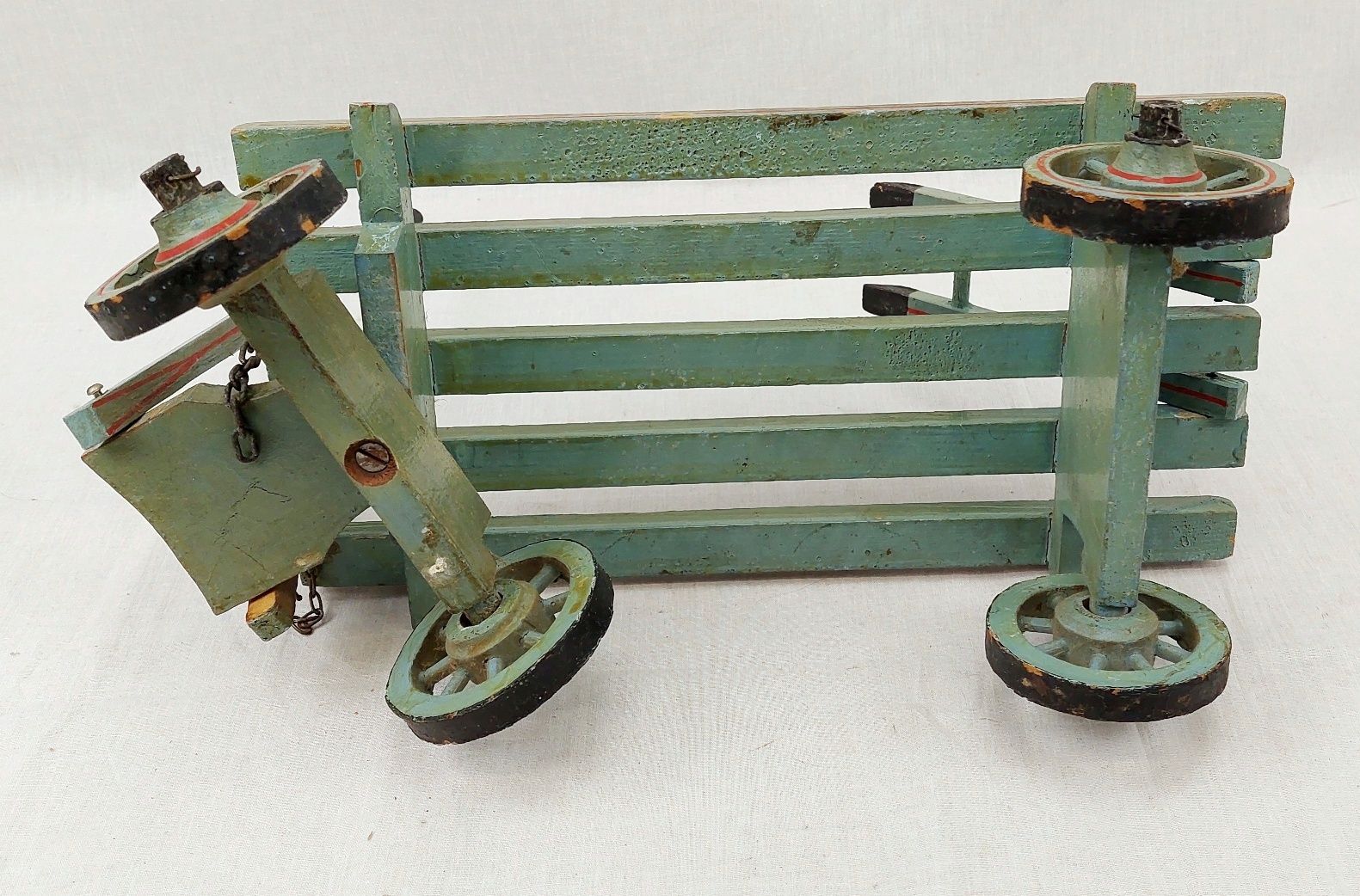 19th Century Carved And Painted Wooden Push Along Toy Horse And Cart - Image 8