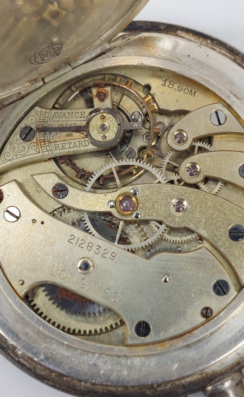 Longines Silver Grand Prix Full Hunter Pocket Watch For Repair - Image 11