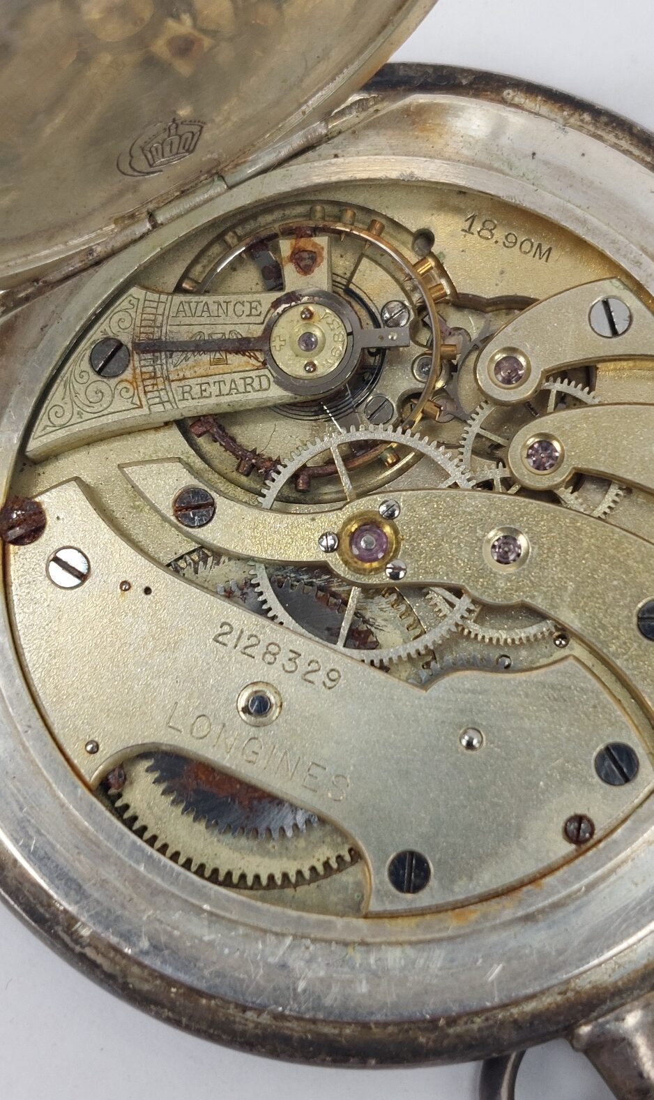 Longines Silver Grand Prix Full Hunter Pocket Watch For Repair - Image 12