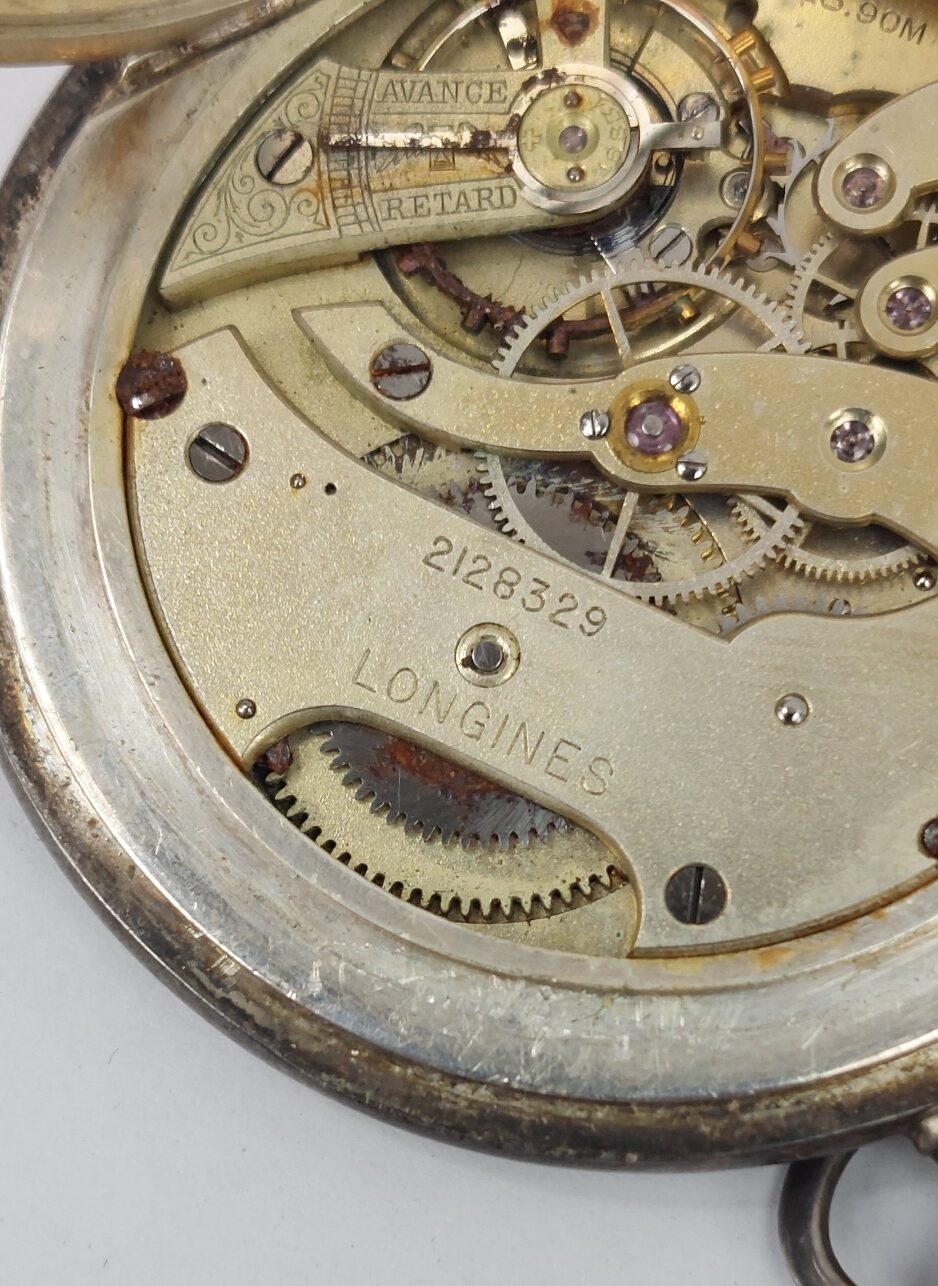 Longines Silver Grand Prix Full Hunter Pocket Watch For Repair - Image 13