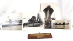 British, WW2, HMS Tiptoe, Triton Class Submarine Service Plaque, with 4 Original Photographs including 3 from 1964 Grounded at Greenock