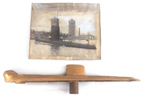British, Post WW2, HMS Olympus - Original Photograph and Large Brass Model of Oberon Class Submarine