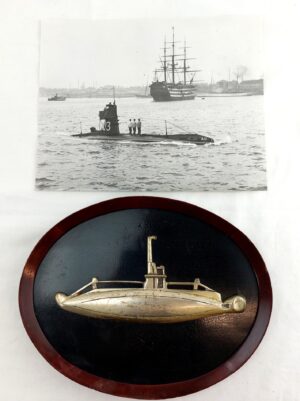 British, WW1, HMS A13 - Original Photograph and A Class WW1 Submarine Service Plaque in Wooden Frame