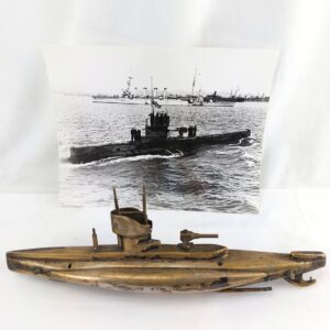 British, WW1, HMS E11 - Original Photograph and Superb Large Brass Model of WW1 Submarine