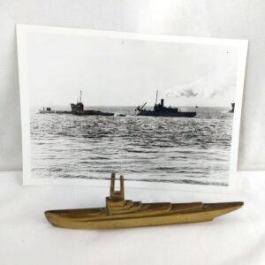 British, WW1, HMS L2 – Original Photograph and Small Brass Relief Model of L-Class Submarine