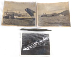 British, Late WW2, HMS Tapir, Three Original Photographs and Model of Triton Class Submarine