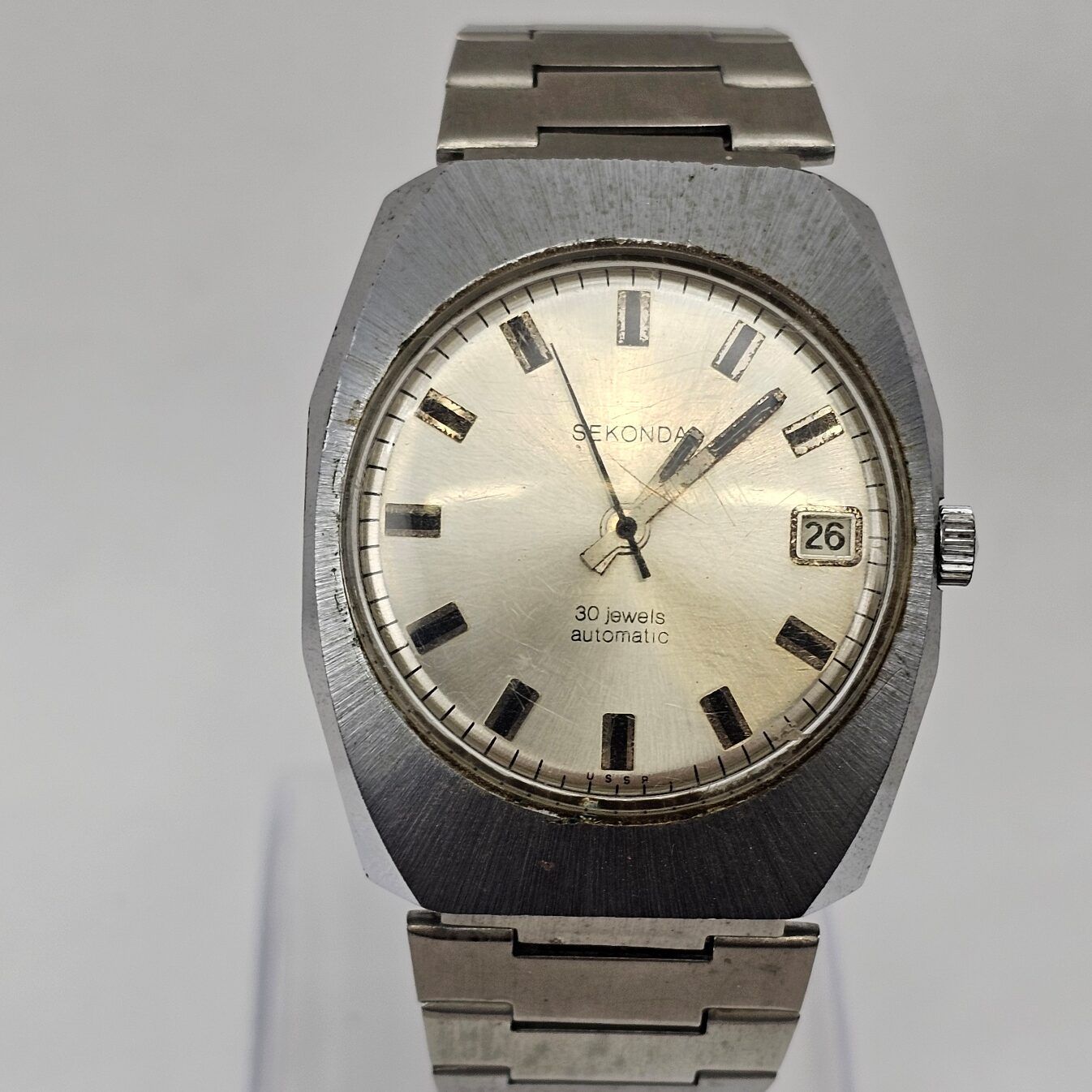 Gents 1970's 30 Jewel Sekonda Automatic Stainless Steel Watch - Image 3
