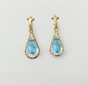 9ct Gold Crystal Drop Earrings
