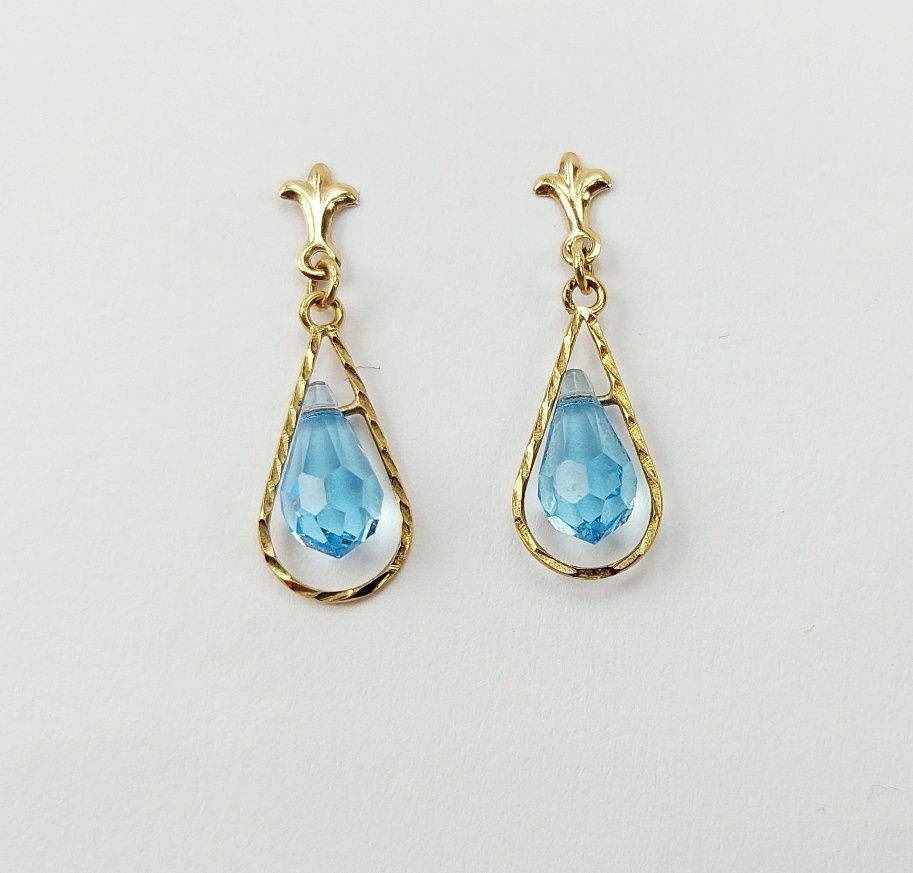 9ct Gold Crystal Drop Earrings