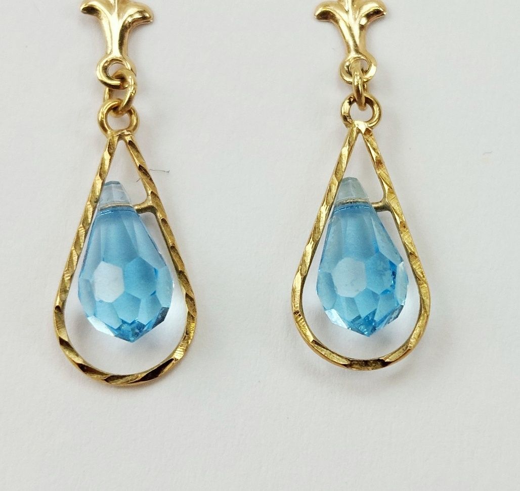 9ct Gold Crystal Drop Earrings - Image 2