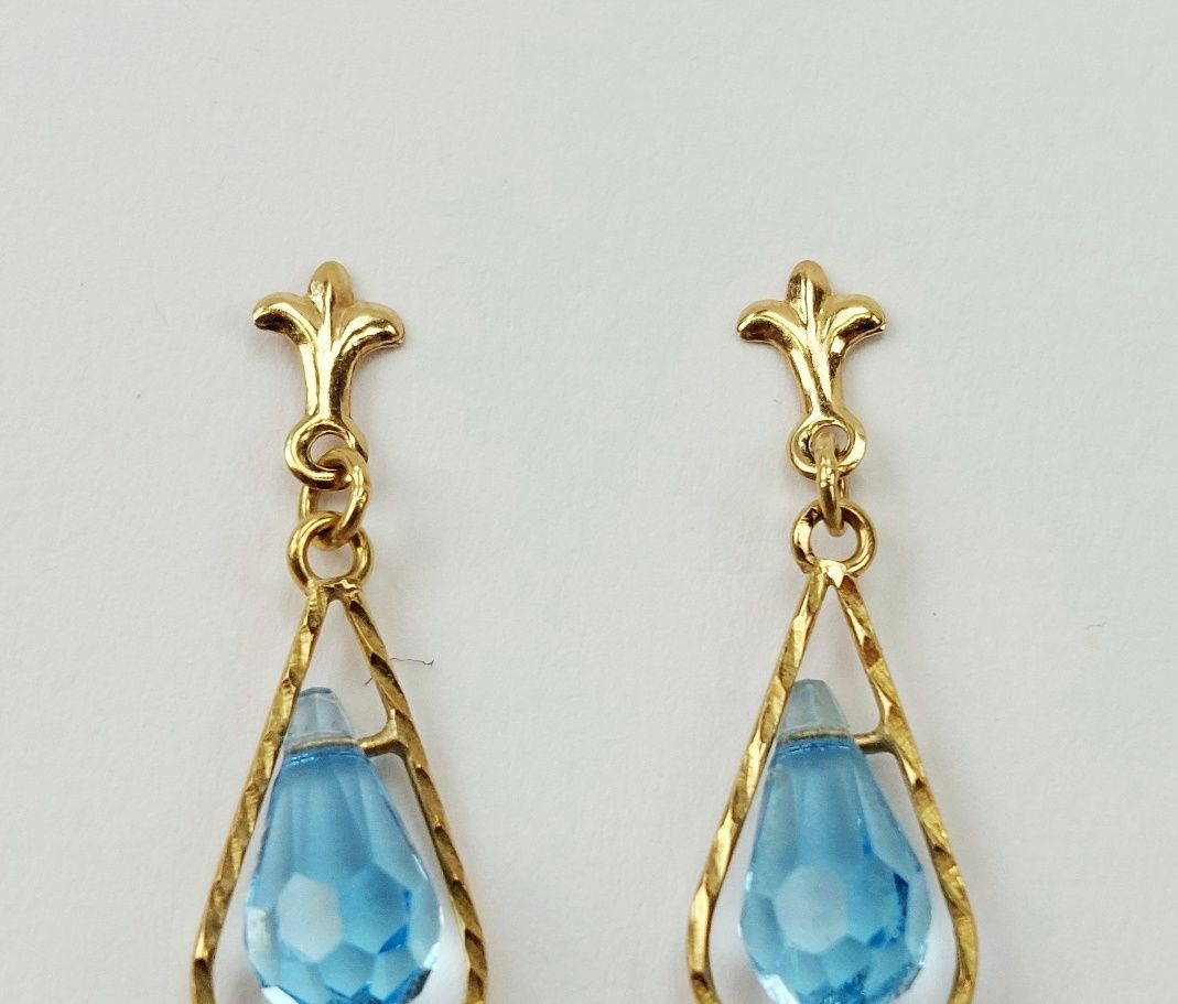 9ct Gold Crystal Drop Earrings - Image 3