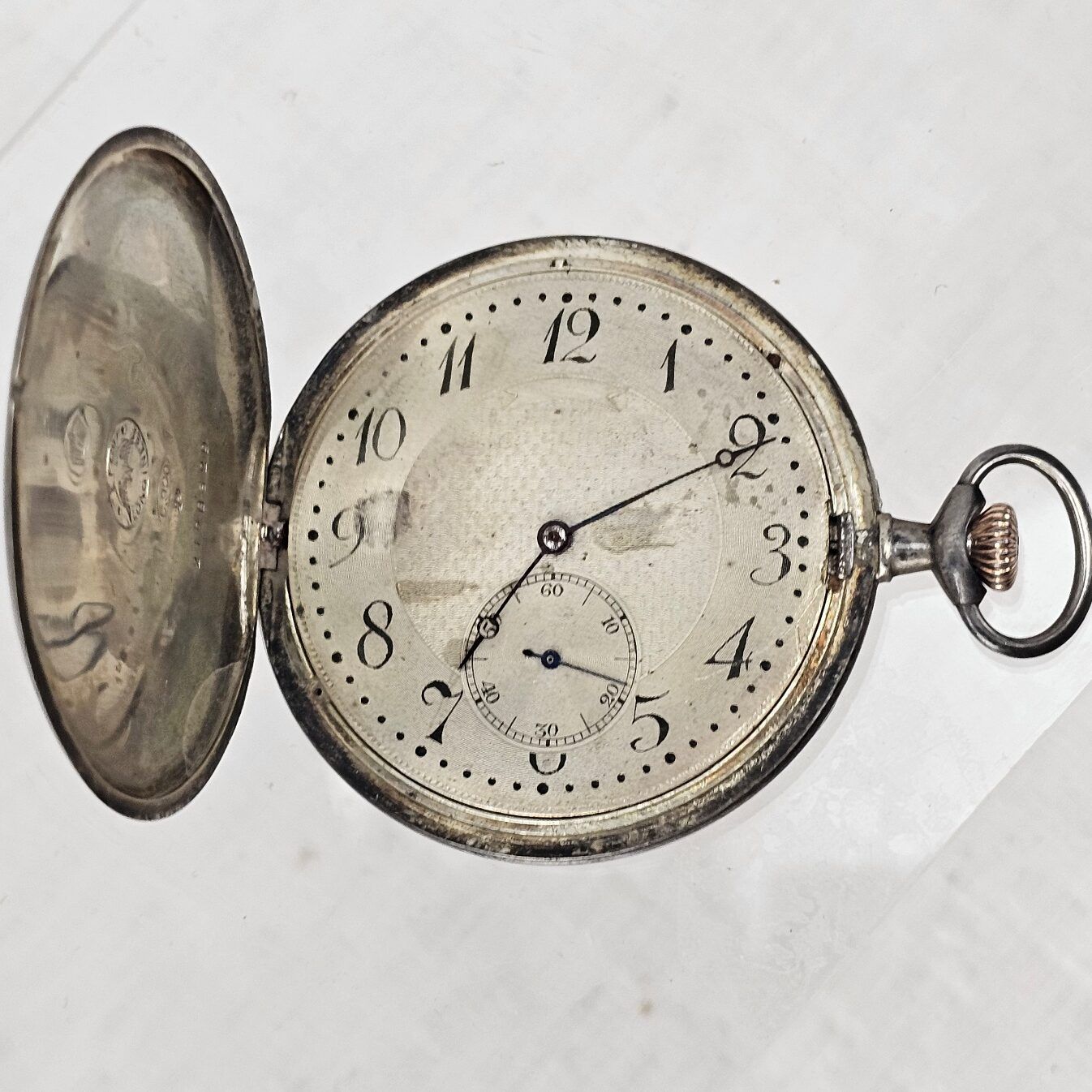 Longines Silver Grand Prix Full Hunter Pocket Watch For Repair - Image 9