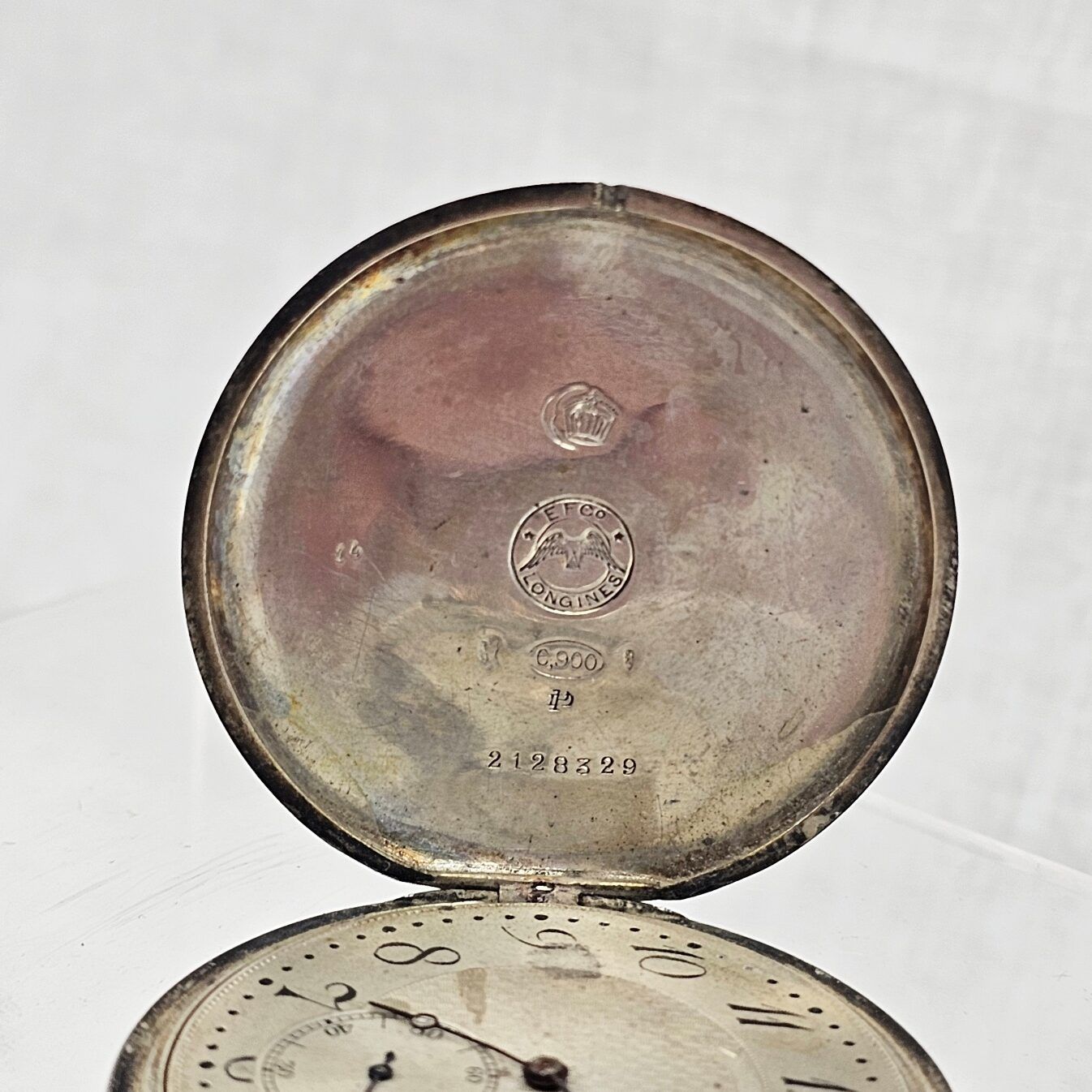 Longines Silver Grand Prix Full Hunter Pocket Watch For Repair - Image 8