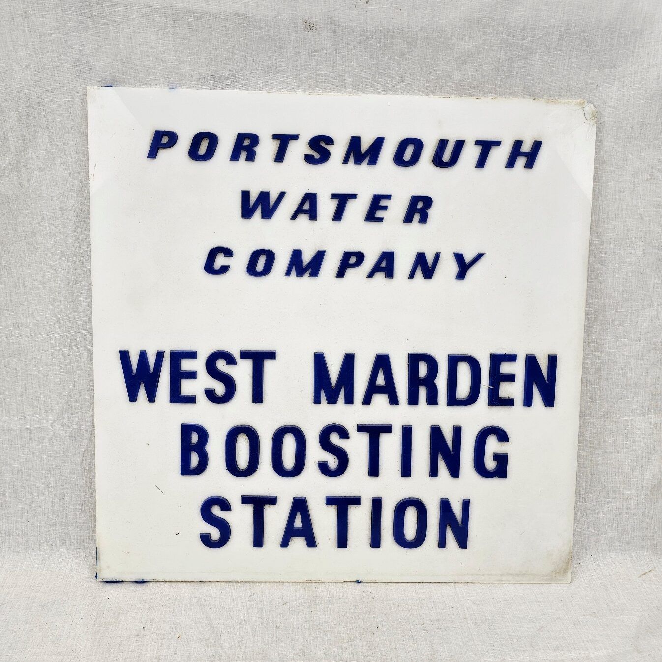Portsmouth Water Company West Warden Boosting Station Plastic Sign