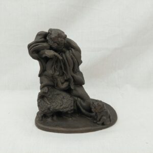 Signed Contemporary Bronze Figurine Of A Grotesque Japanese Ogre Like Man #3