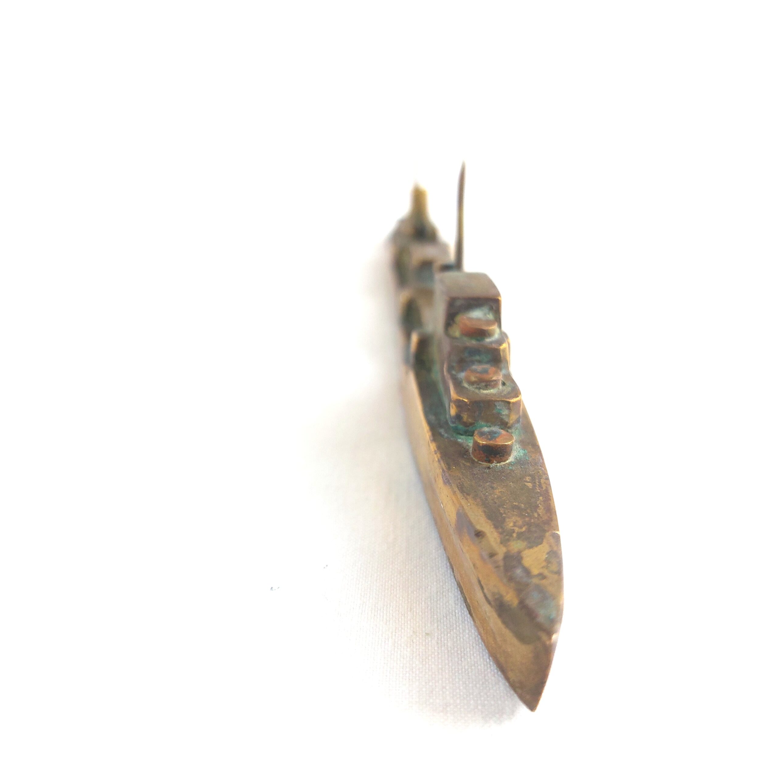 British, WW1, Trench Art - Small Brass Model of a Gunboat - Maybe Dryad Class Torpedo Boat - Image 5