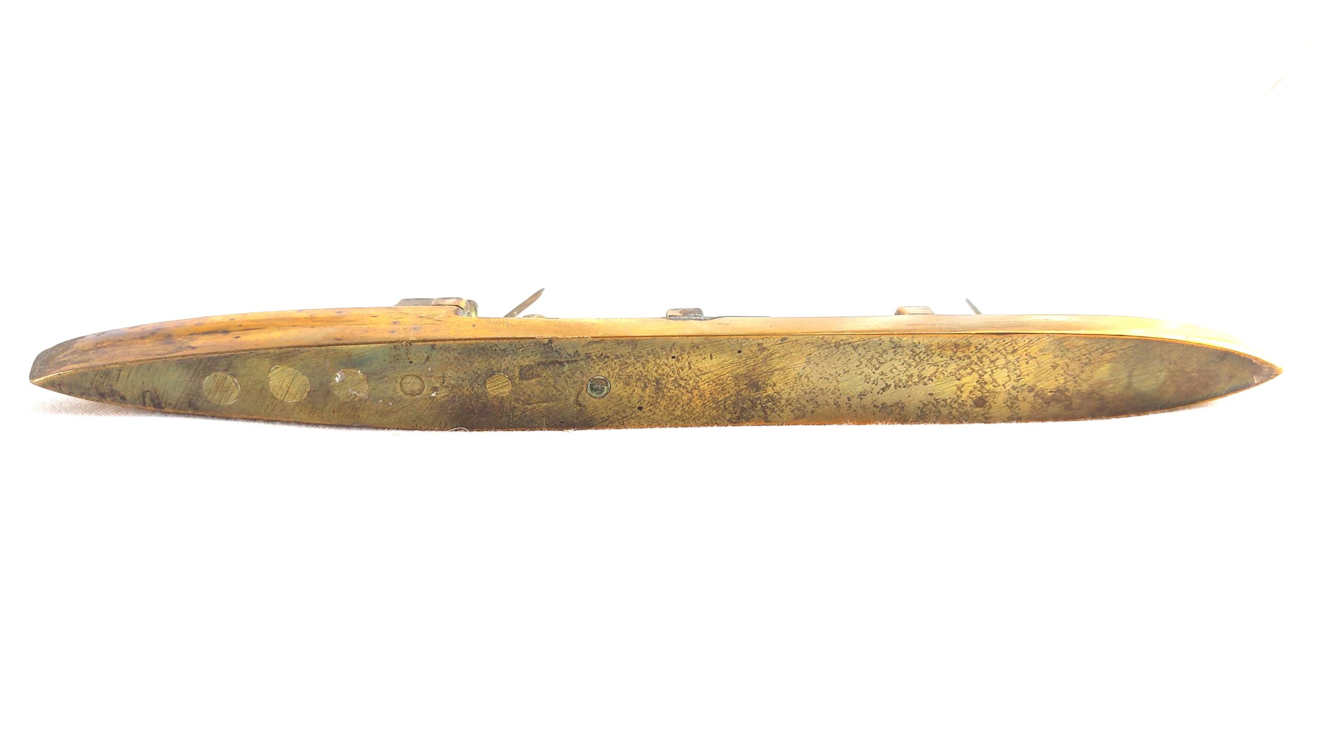 British, WW1, Trench Art - Small Brass Model of a Gunboat - Maybe Dryad Class Torpedo Boat - Image 7