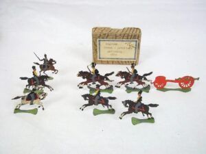 c1900/20 English Horse Artillery Galloping 1815 Vintage Tin Flats Boxed
