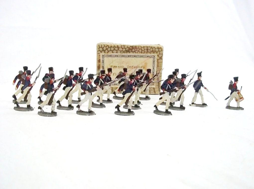 c1900/20 “French Infantry Fighting 1815” Vintage Tin Flats 20 Pieces. Boxed