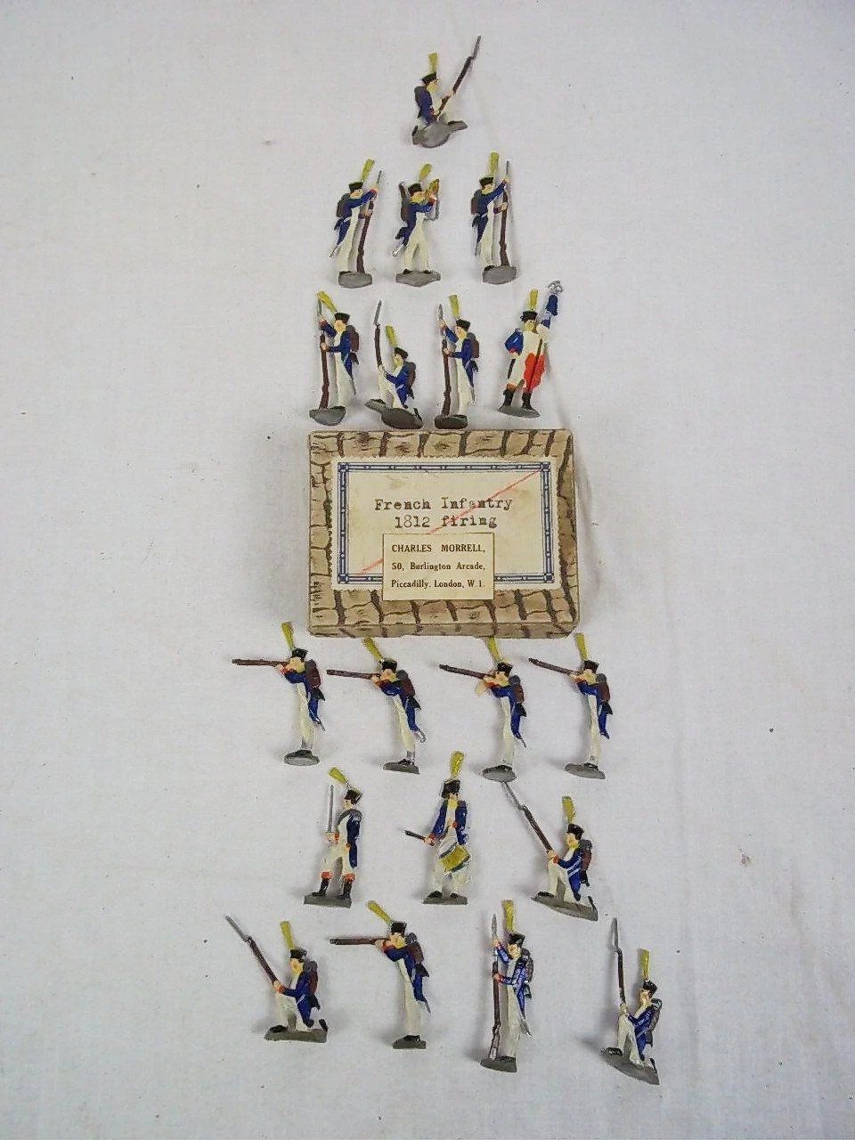 c1900 French Infantry Vintage Tin Flats 19 Pieces. Boxed
