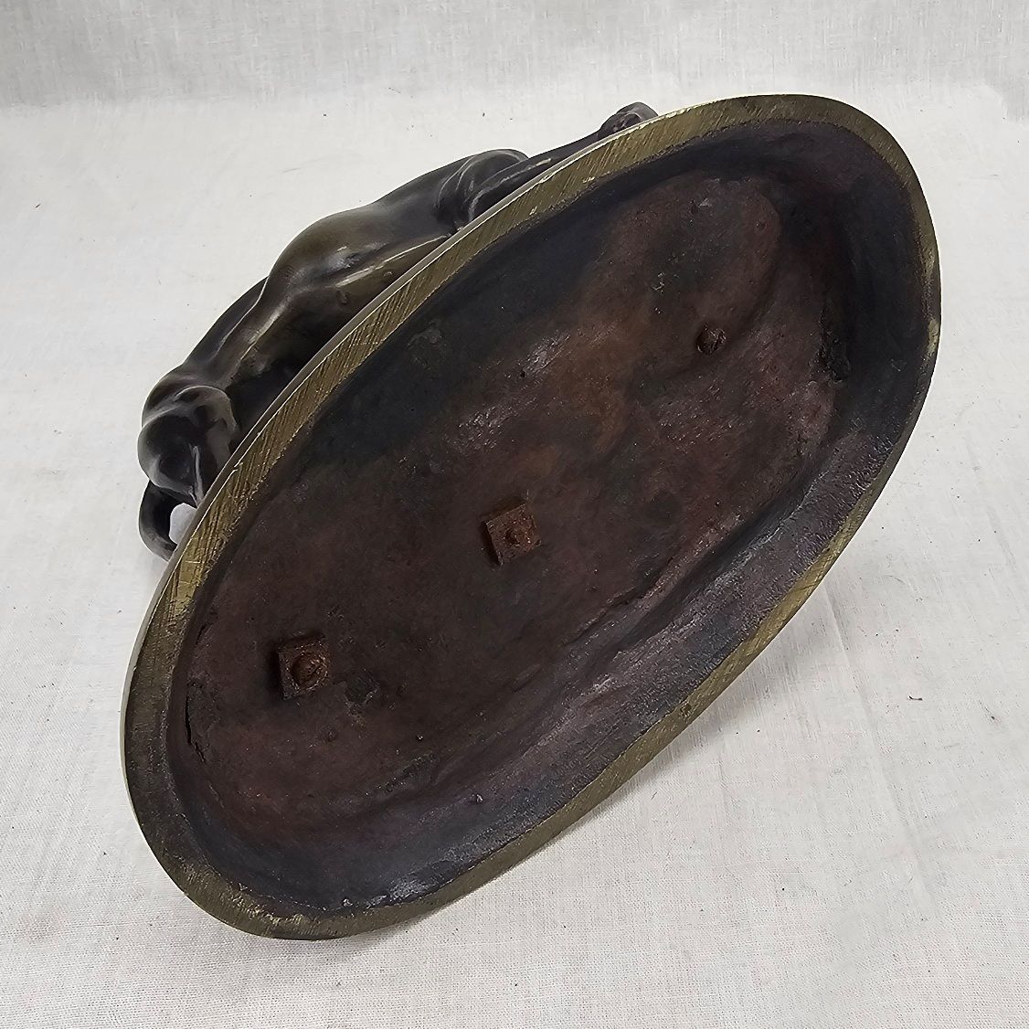 Early 20th Century Art Deco Bronze Greyhound In Full Aspect On A Stepped Oval Base - Image 5