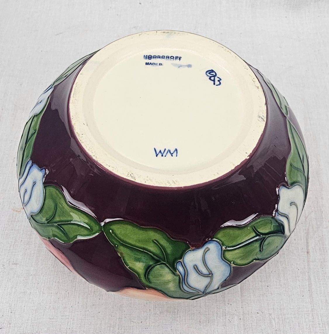 Boxed Moorcroft Squat Pansy Pattern Vase By Rachael Bishop - Image 7