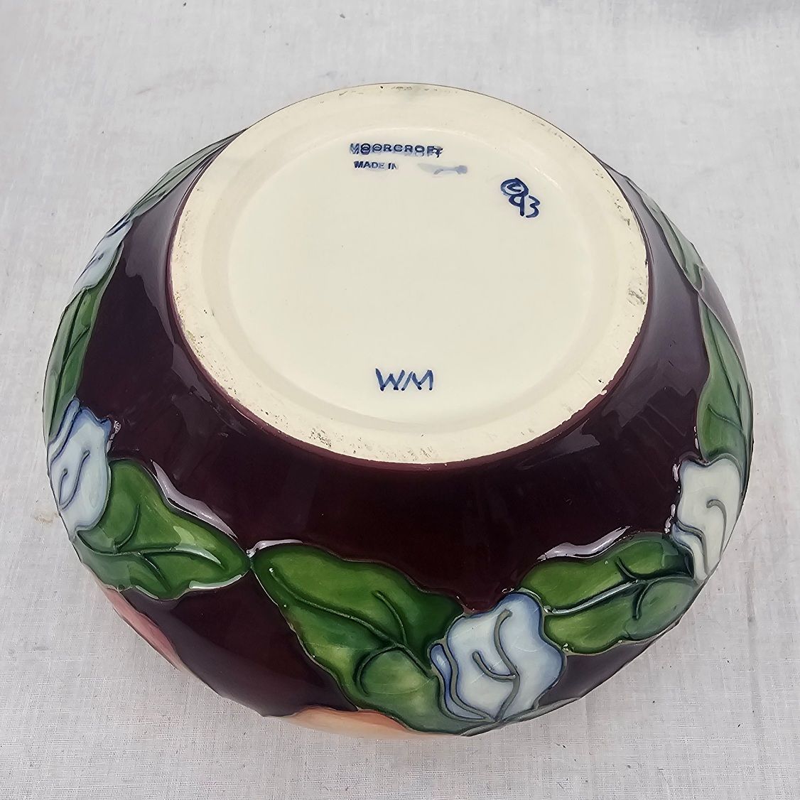 Boxed Moorcroft Squat Pansy Pattern Vase By Rachael Bishop - Image 6