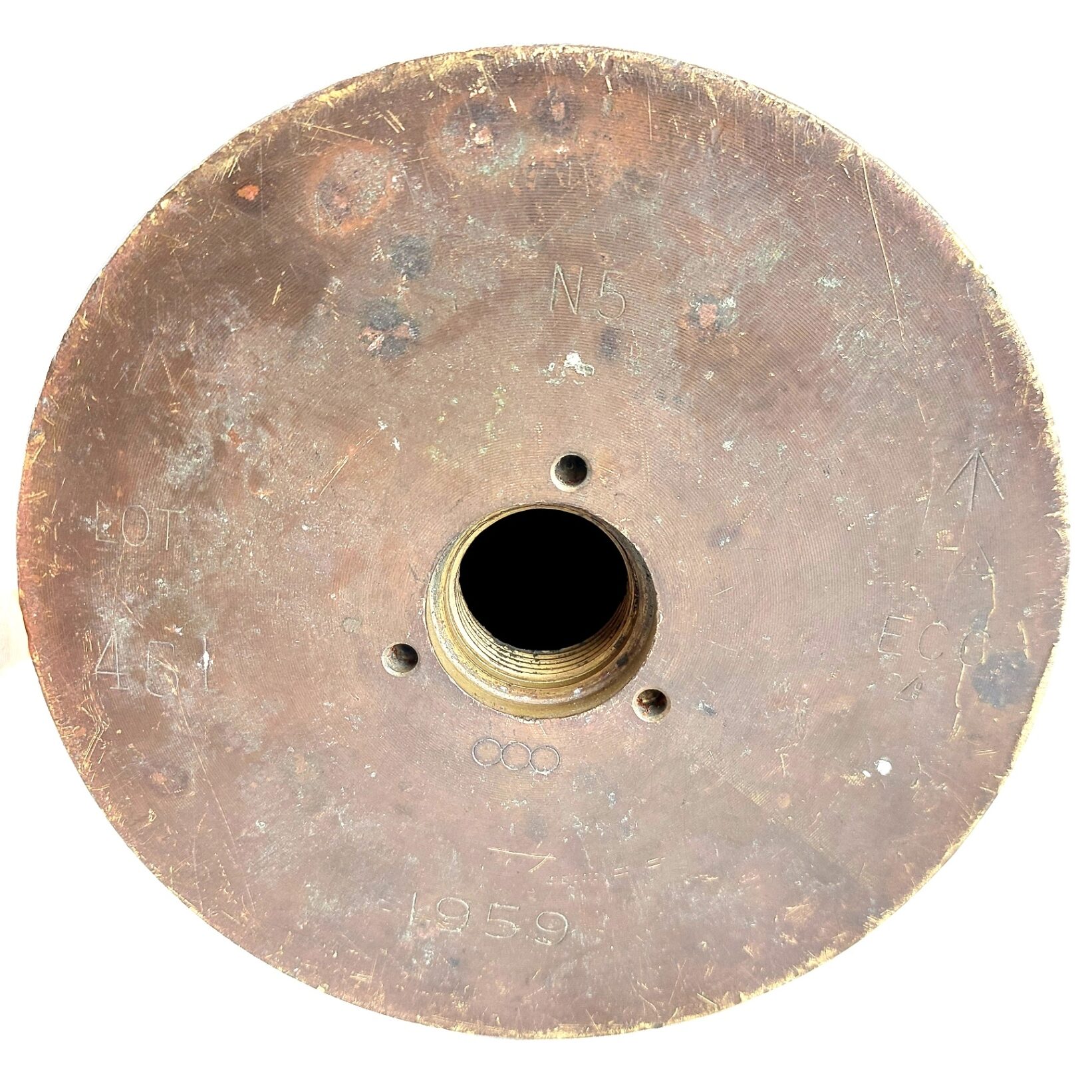 British, Naval 4.5in Brass Shell Case, Dated 1959, Made by ECC - E.Curran & Co - Image 4