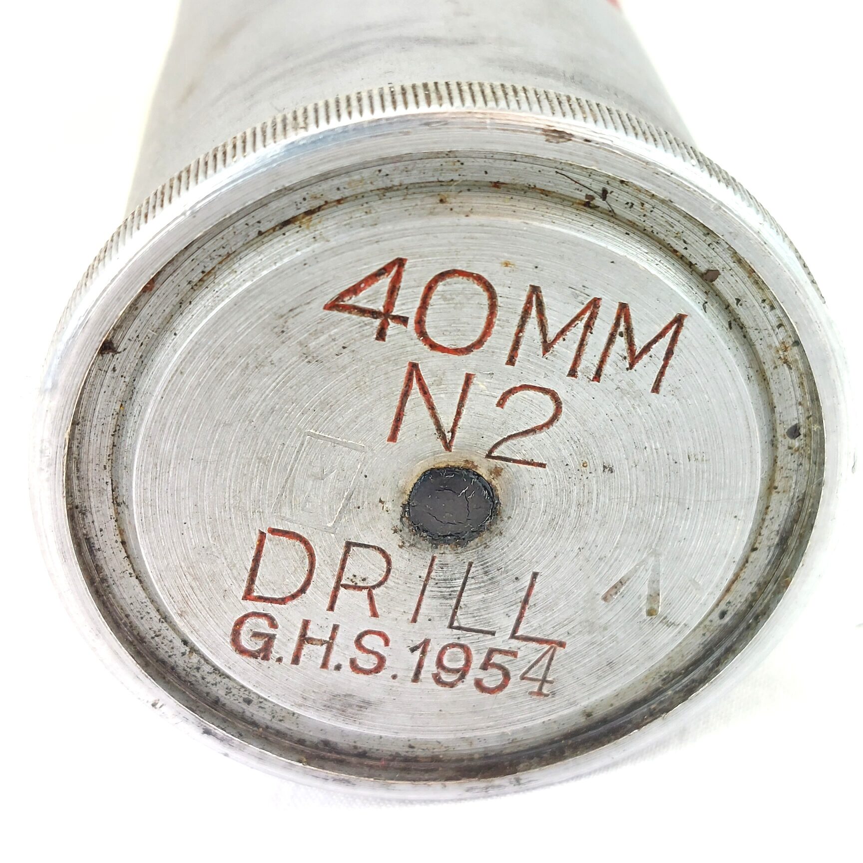 British, Royal Navy L60 Bofors 40mm N2 DRILL Round, Made by G.H.S., Dated 1954, Inert - Image 4
