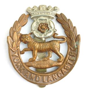 British, c.WW1-WW2, York and Lancaster Regiment Cap Badge, Bronze, Bi-Metal, Brass Slide