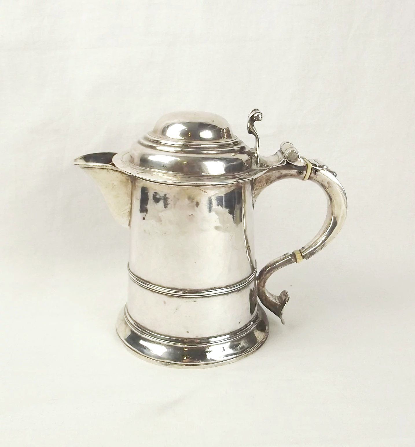 Early Georgian Silver Lidded Jug Tankard By Francis Spilsbury 1734