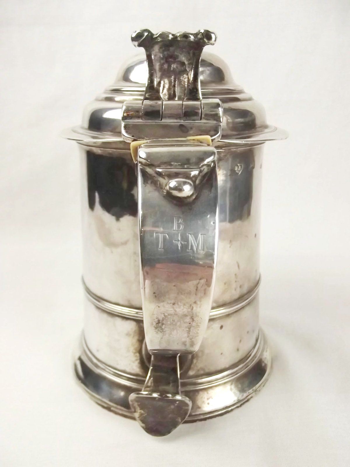 Early Georgian Silver Lidded Jug Tankard By Francis Spilsbury 1734 - Image 9