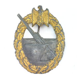 German, WW2, 1943, Kriegsmarine Coastal Artillery Badge – Kriegsabzeichen für Marineartillerie, by FLL 43 – Friedrich Linden of Lüdenscheid