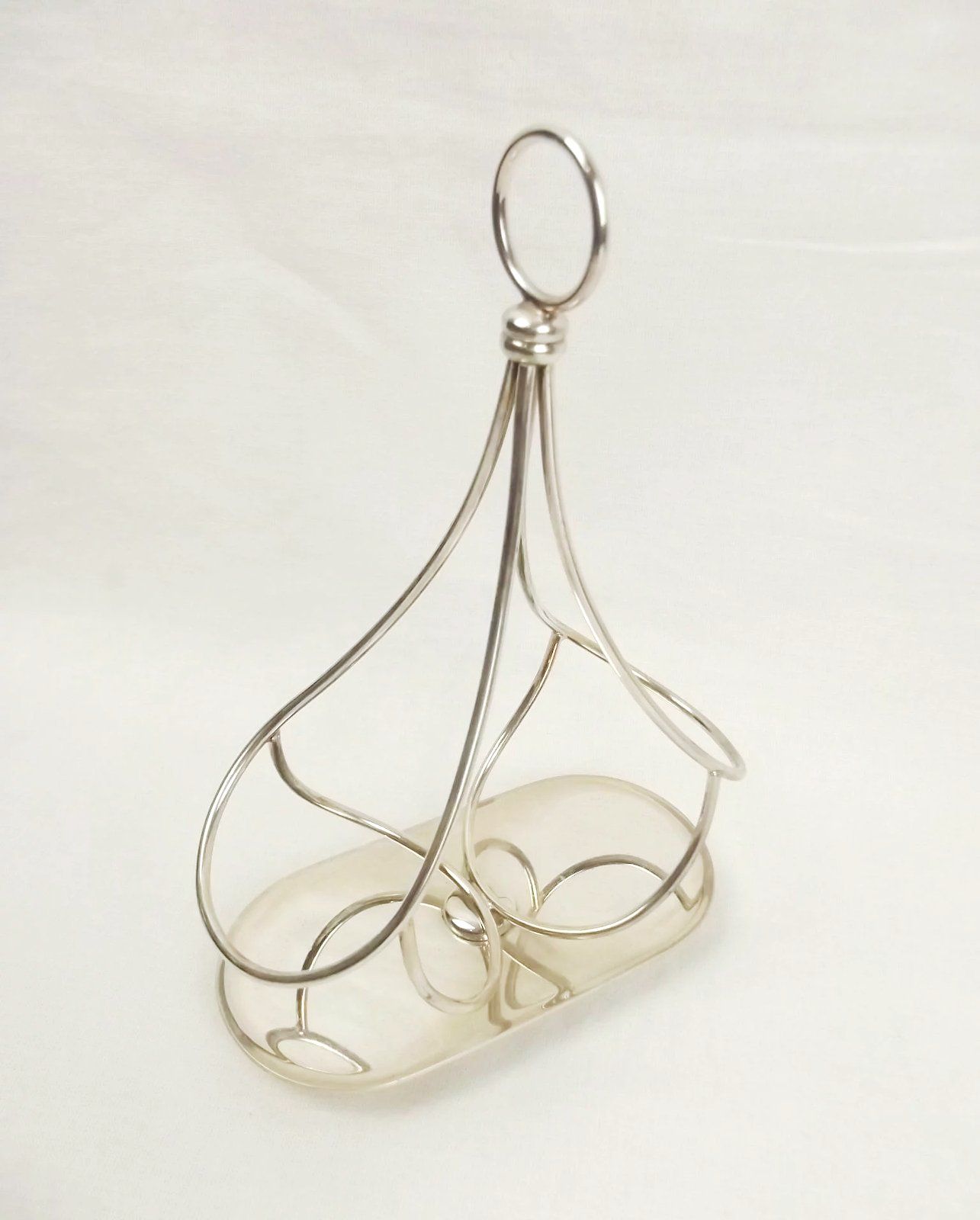 J.A. Campbell Crystal Glass & Sterling Silver Oil & Vinegar Cruet Set - Image 4