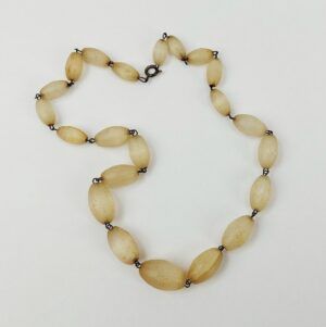 Antique Sterling Silver, Moonstone Beaded Necklace