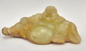 Late Ming Or Qing Dynasty Budai Nephrite Celadon Jade Figurine