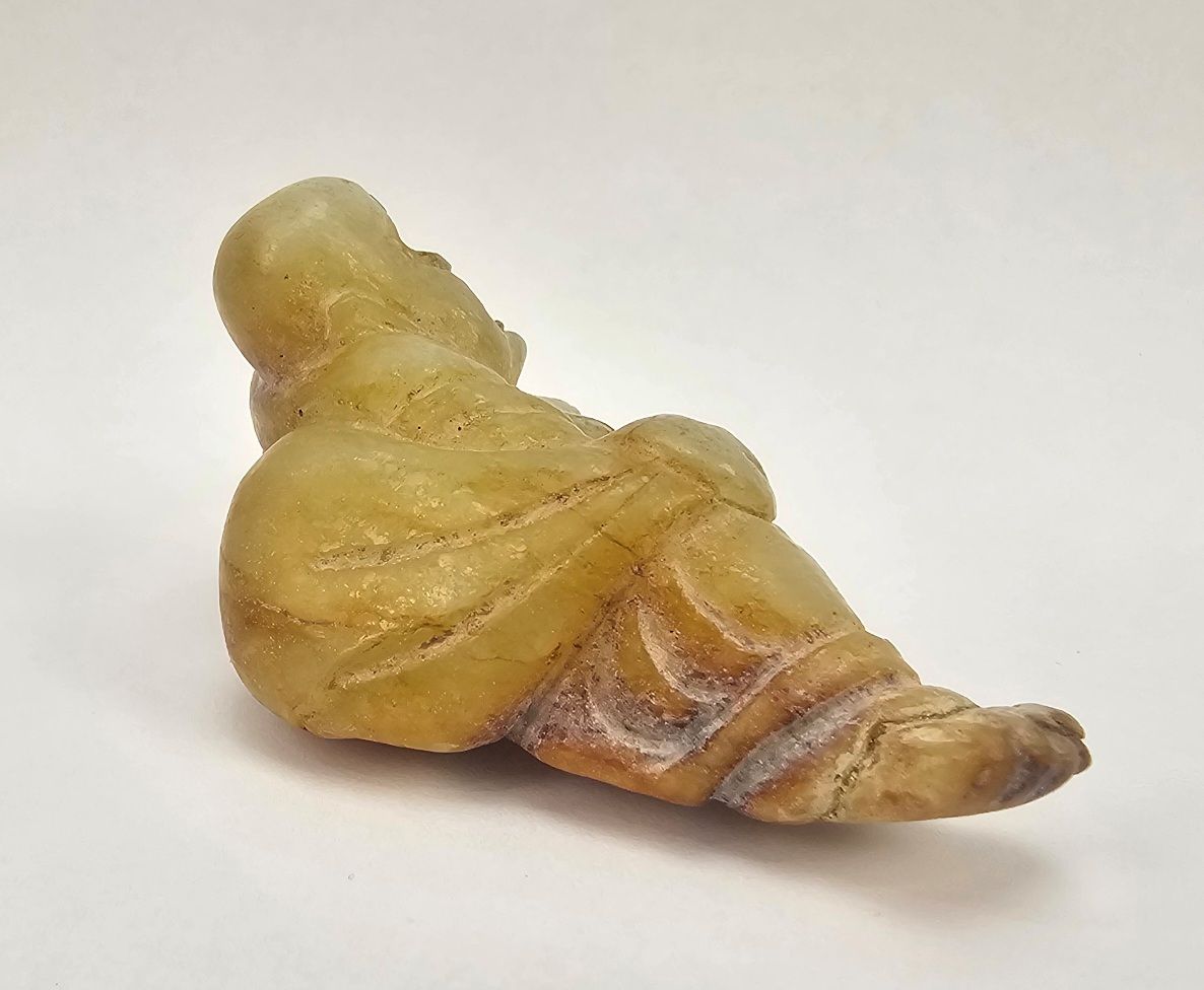 Late Ming Or Qing Dynasty Budai Nephrite Celadon Jade Figurine - Image 2