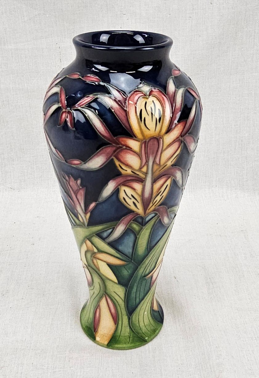 Moorcroft Three Star Members Club Lizard Orchid Pattern Vase With Original Box - Image 4