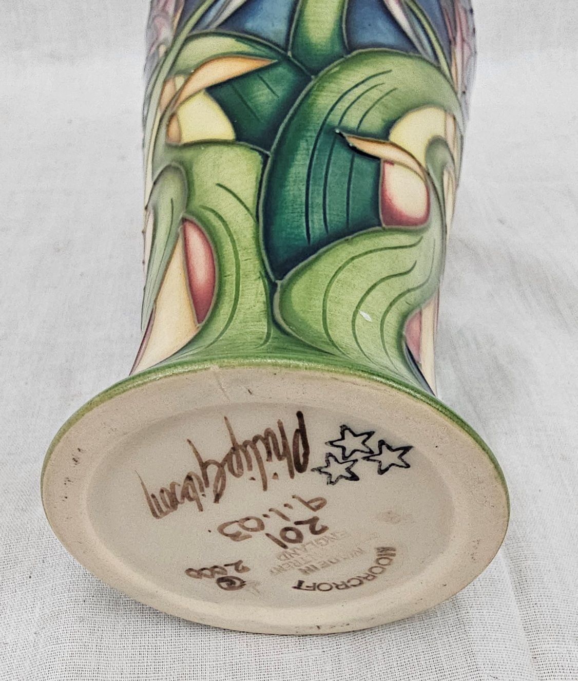 Moorcroft Three Star Members Club Lizard Orchid Pattern Vase With Original Box - Image 5