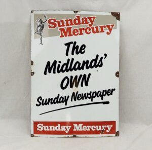 Sunday Mercury 'The Midlands Own Sunday Newspaper' Enamel Advertising Sign